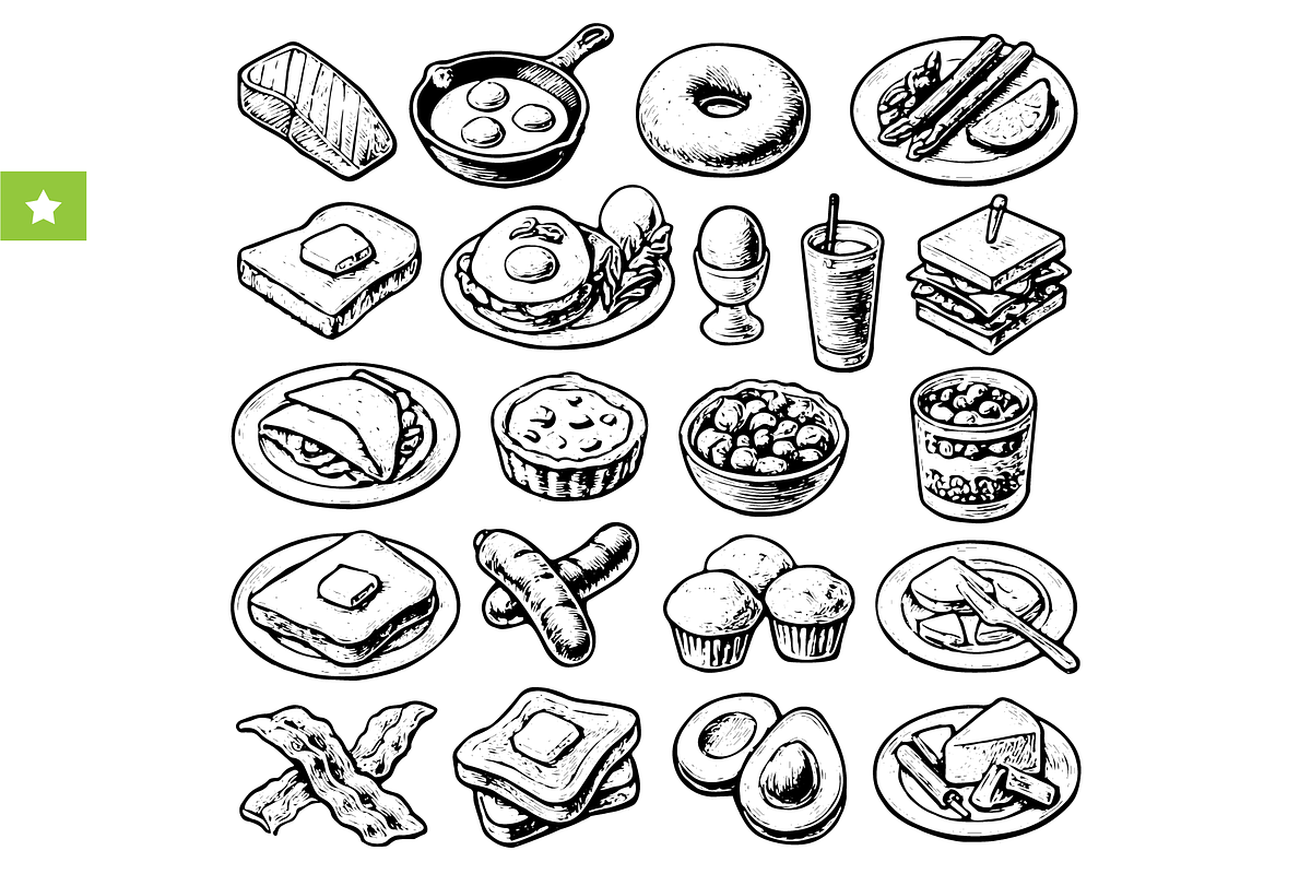 Vintage Breakfast Food Illustrations, an Object Graphic by RT Studio (Photo 1 of 3)