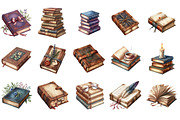 Watercolor Vintage Books Clipart, an Illustration by Designking (Thumbnail 3 of 5)