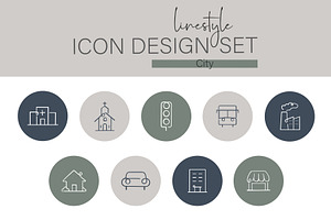 Linestyle Icon Design Set City, an Outline Icon by pepulousdsg