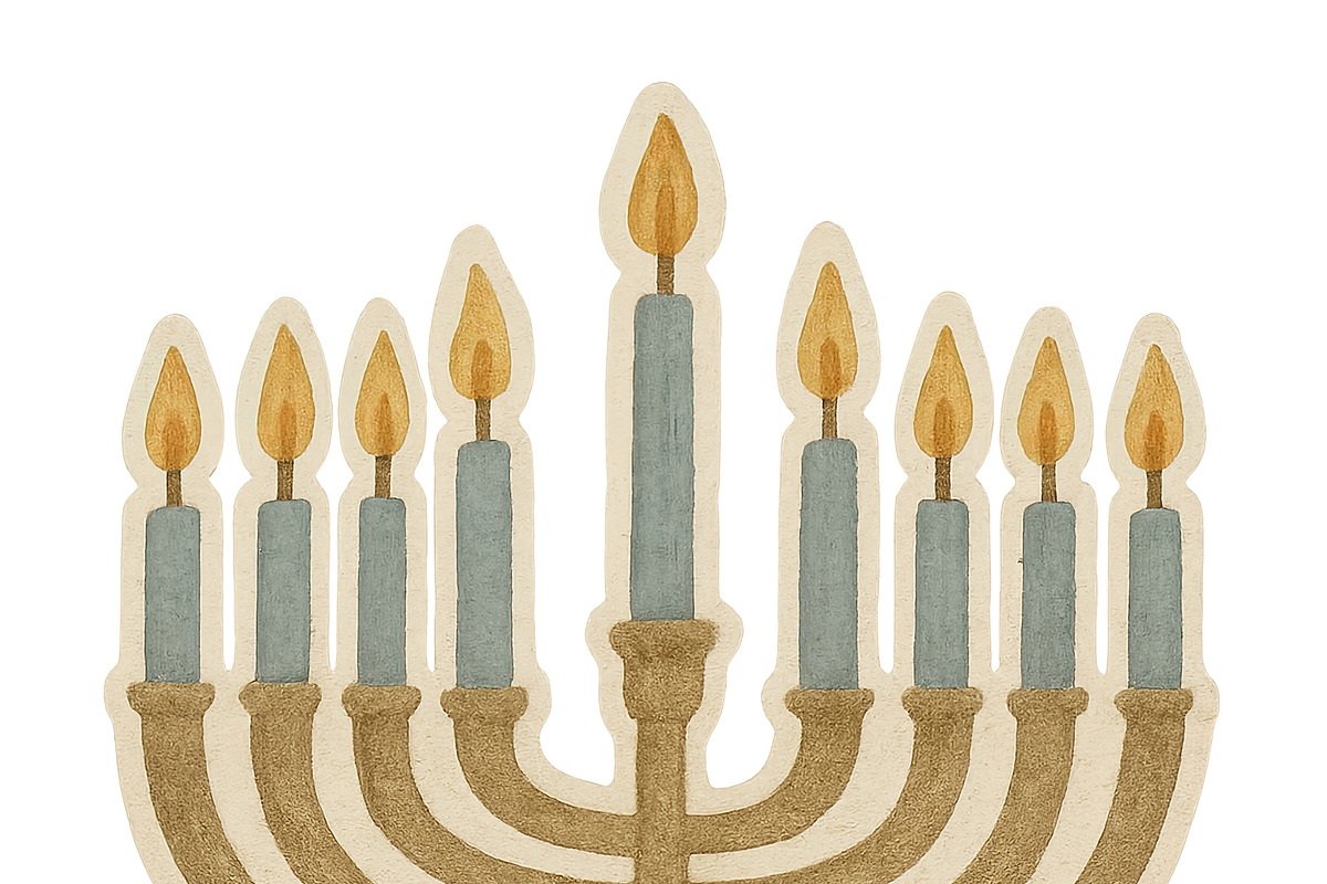 Hanukkah menorah illustration featur, an Illustration by Dvoevnore photos