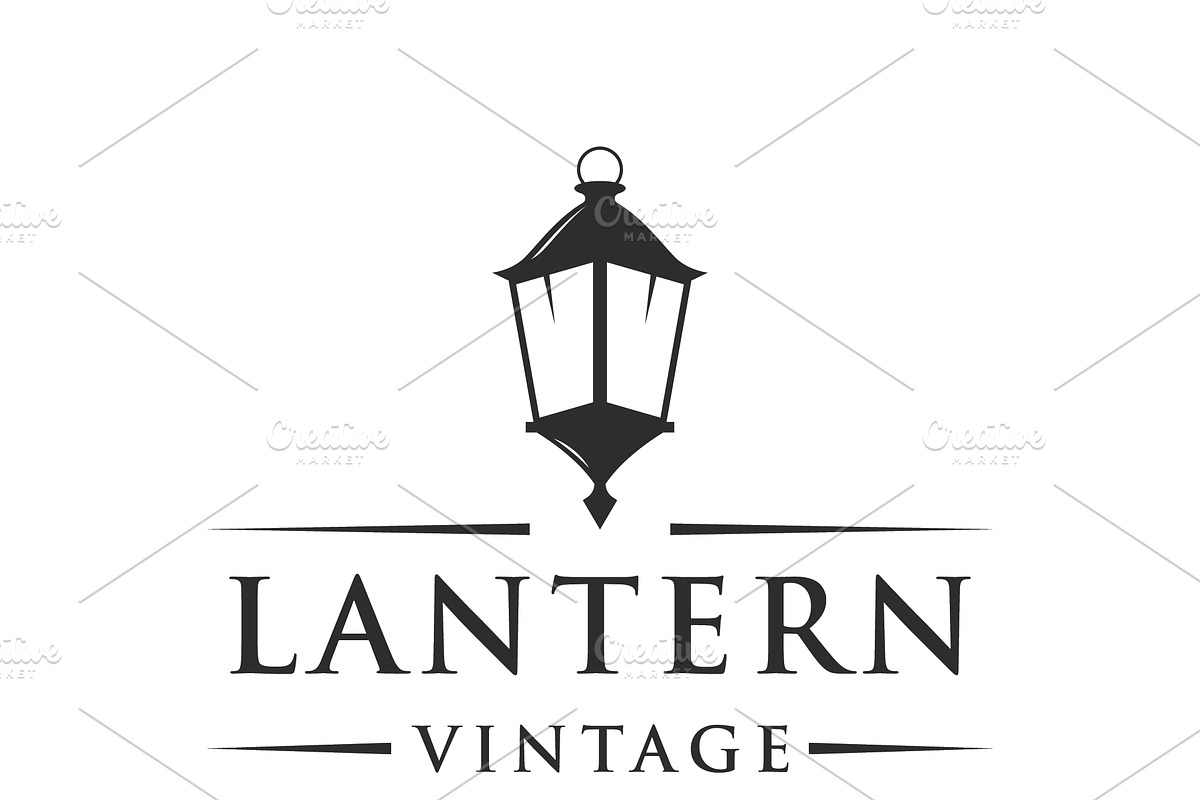 Vintage retro lantern lamp logo with, a Branding & Logo Template by LOGOCREATIVE
