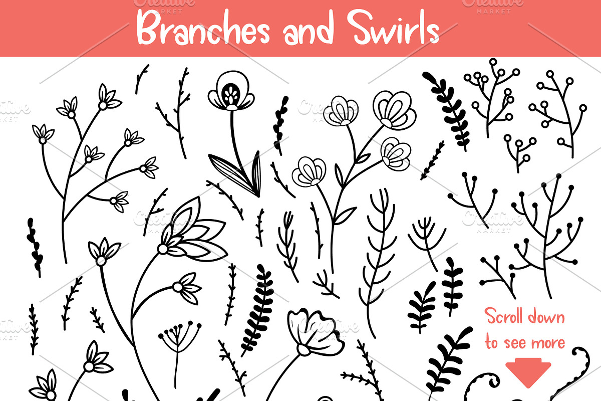 Floral Doodles Collection, a Decorative Illustration by Elinorka (Photo 4 of 14)