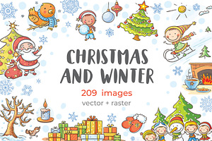 Cartoon Christmas and Winter Bundle