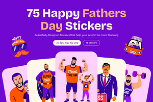 Happy Fathers Day Stickers, an Emoji Icon by Creative Stall