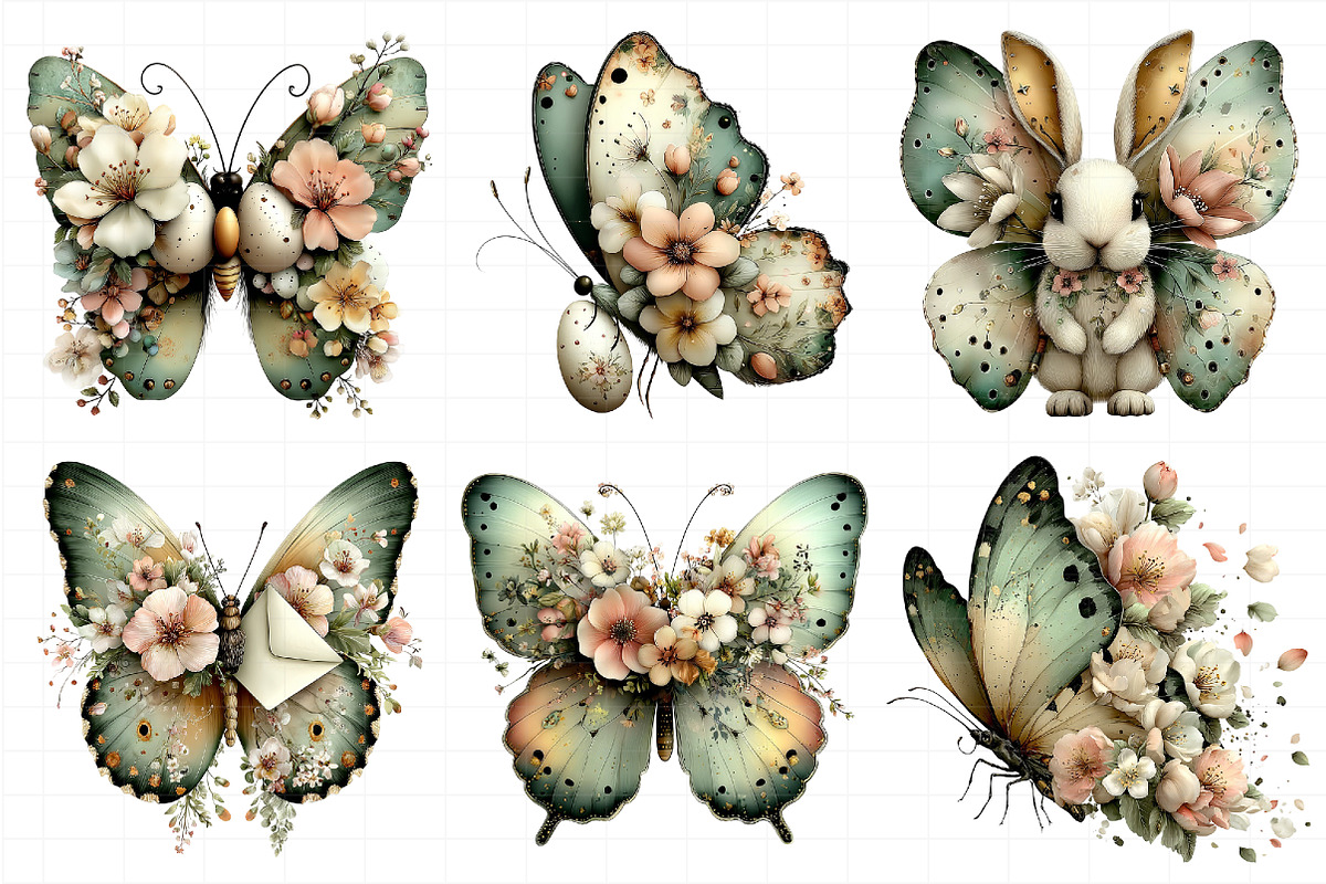 Whimsical Easter Butterfly Clipart, an Illustration by Daily.Designs (Photo 7 of 8)