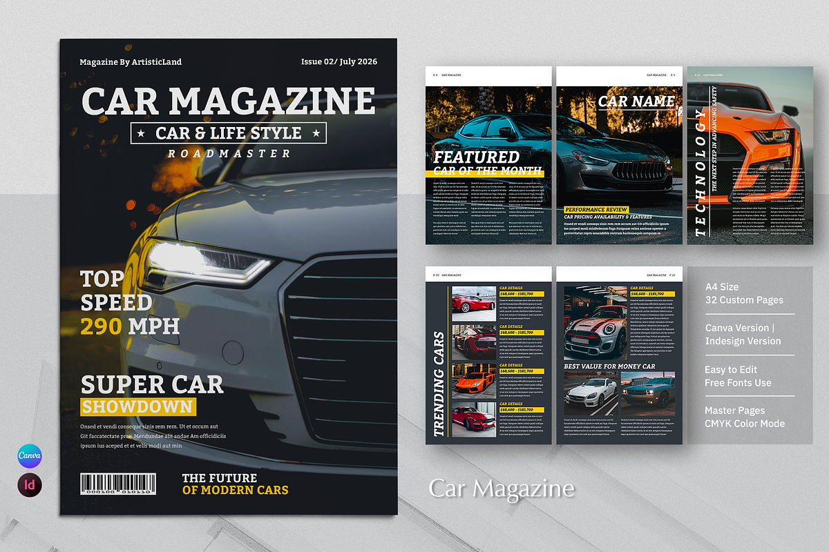 Car Magazine | Canva, a Magazine Template by ArtisticLand (Photo 3 of 9)