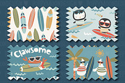 Silly Surfers clipart & paper set, an Illustration by Poppymoondesign (Thumbnail 3 of 5)