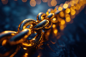 Golden chain links shining against a, a Photo by Tanuart
