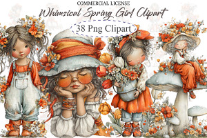 Whimsical Spring Girl Clipart, an Illustration by designcity5