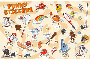 Cartoon groovy sport characters, a Sport Illustration by Vector Tradition