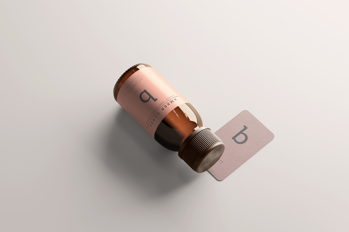 Amber Glass Bottle Mockups, a Cups & Container Mockup by pmvch (Photo 17 of 20)