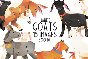 Watercolor Goats Clipart