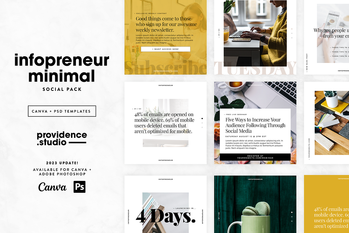Infopreneur Minimal Social Pack, a Social Media Template by Providence Studio (Photo 1 of 5)