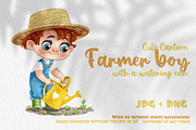 Boy gardener in a hat, a Person Illustration by Azuzlikus (Thumbnail 1 of 3)
