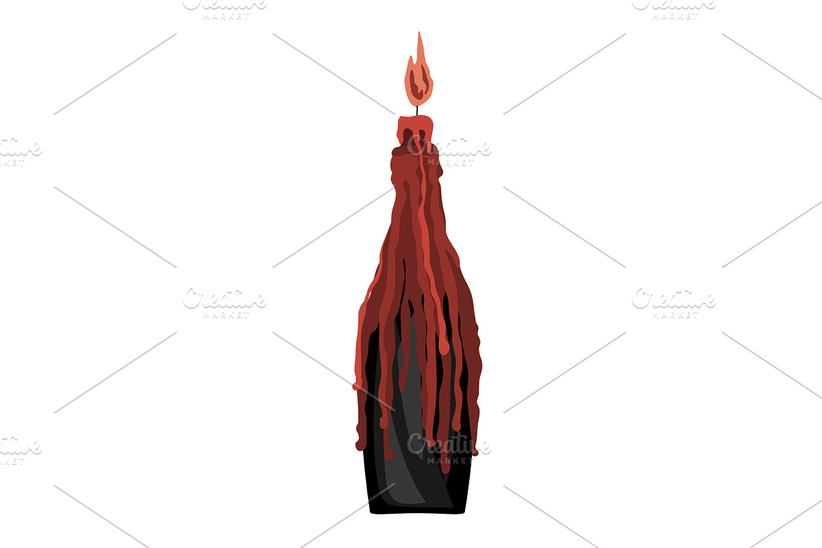 Red lighting and melting candle in, an Object Illustration by Toltemara