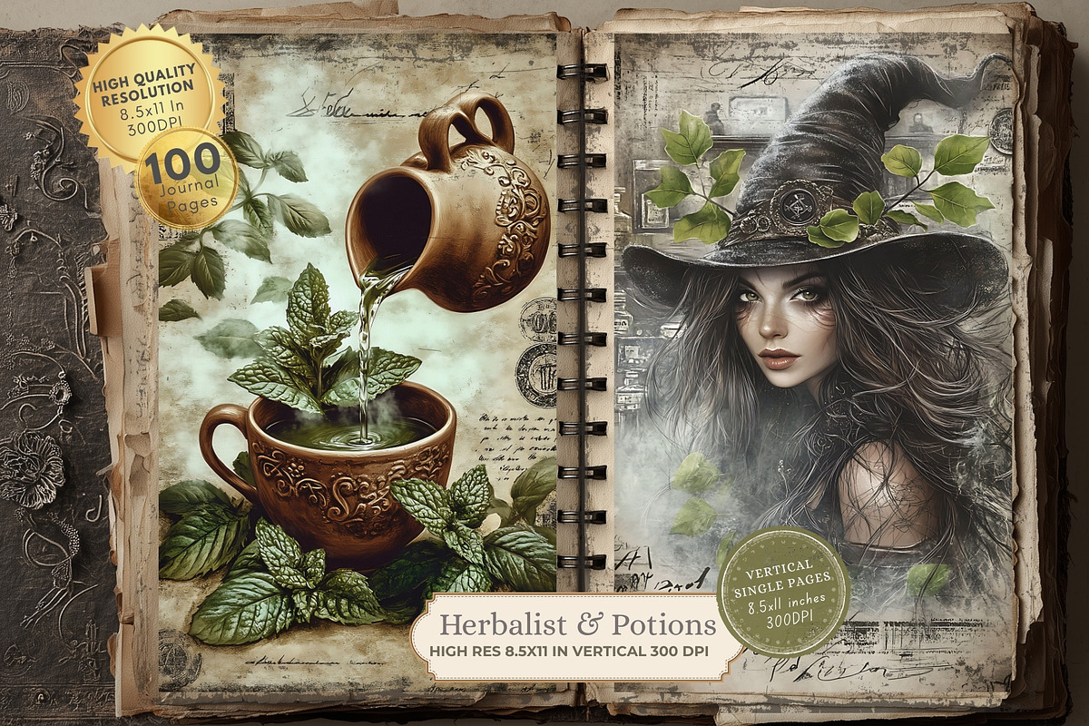 Herbalist Junk Journal Kit, a Seasonal Illustration by Nicole Branger Art (Photo 3 of 14)