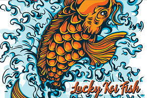 Lucky Koi Fish Vector Illustration