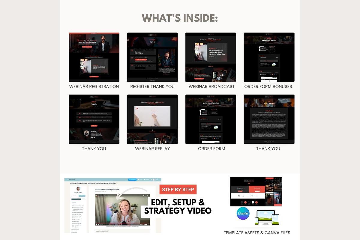 Systeme Dark Red Evergreen Webinar, a Landing Page Template by Hayley's Digital Hub (Photo 3 of 10)