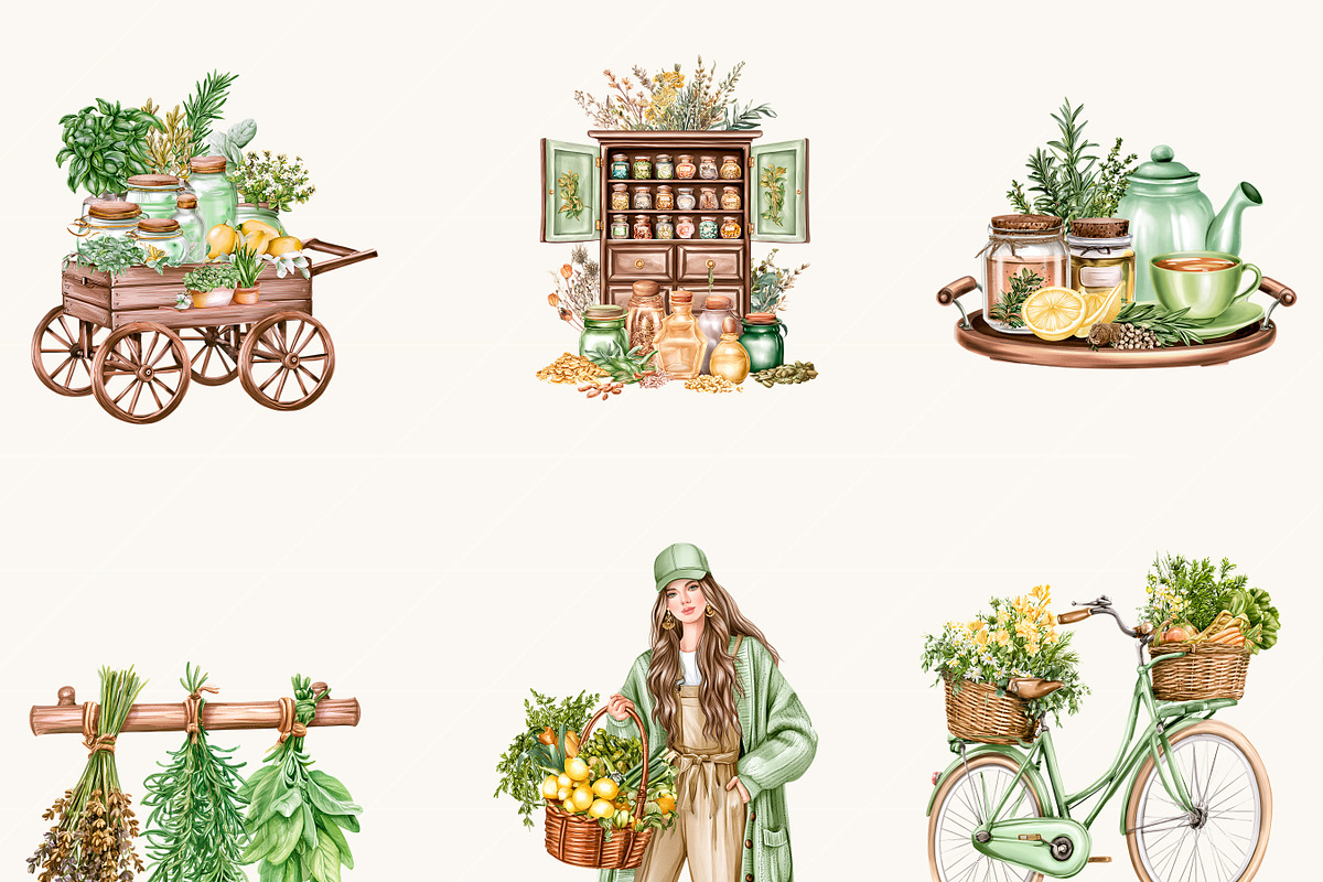 Watercolor Meal Prep Grocery, an Object Illustration by BusyDaydesign (Photo 4 of 9)