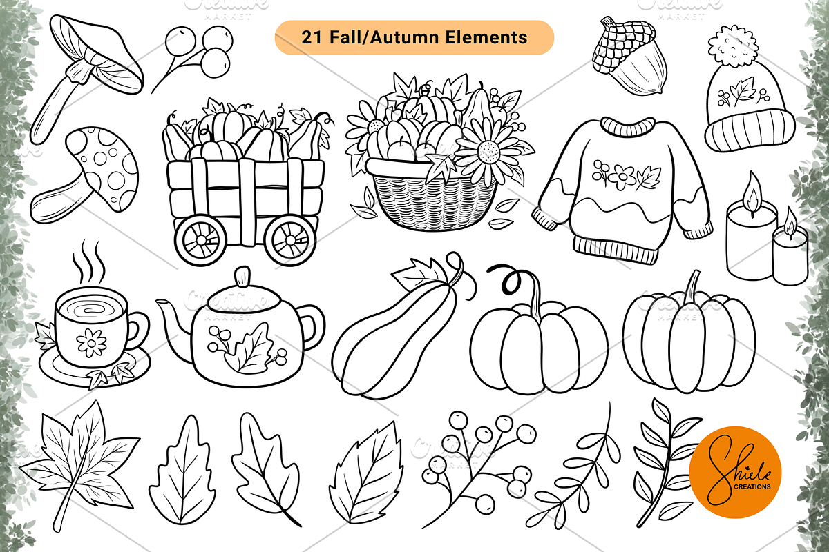 Cozy Fall Cliparts, Autumn - Lineart, an Object Graphic by shielscreations (Photo 2 of 3)