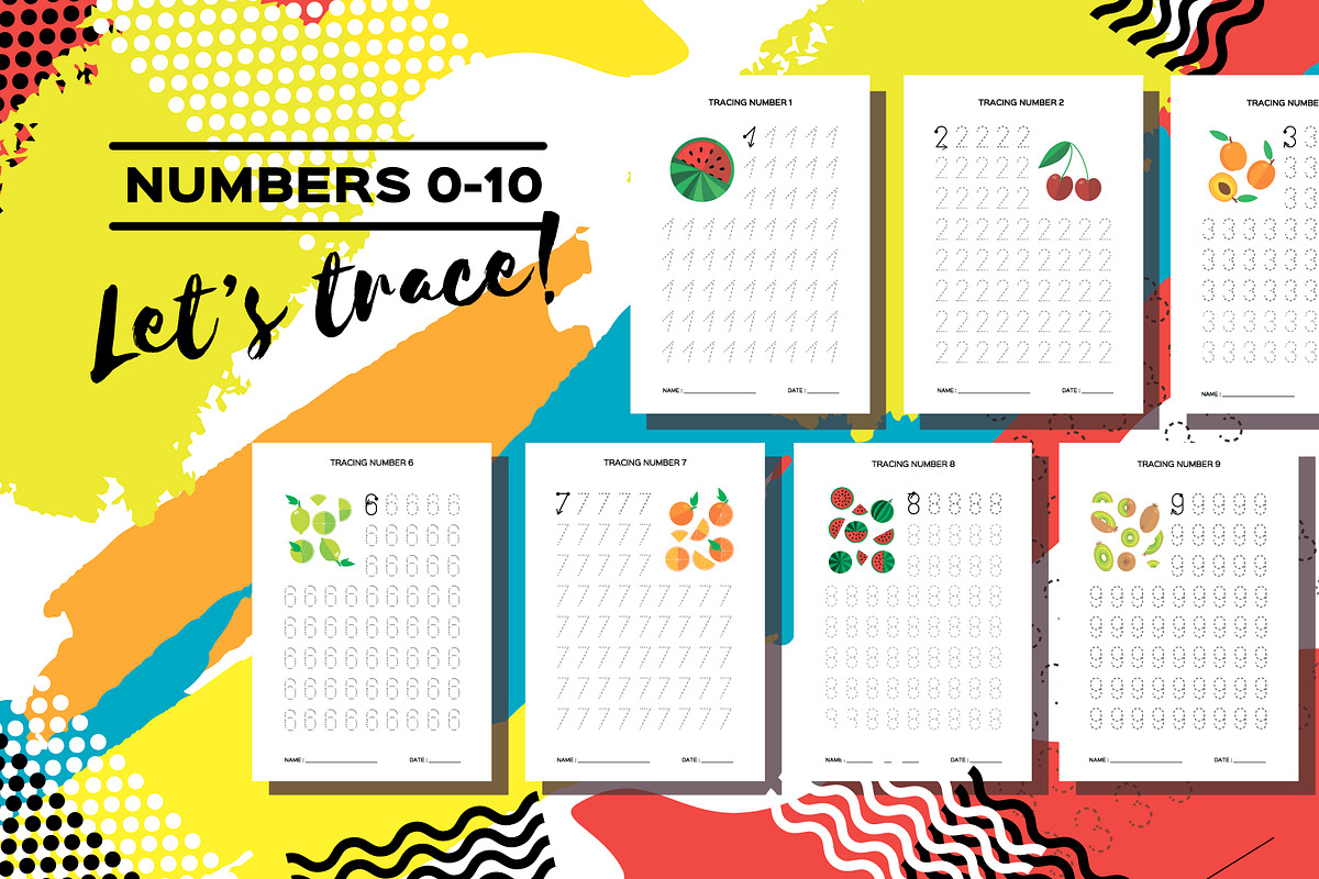 Let's Trace Numbers 0-10. Worksheets, an Education Illustration by Masherdraws (Photo 2 of 4)