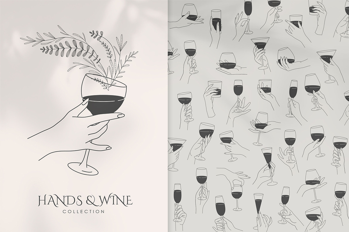 Hands & wine, a Decorative Illustration by Merfin (Photo 1 of 6)