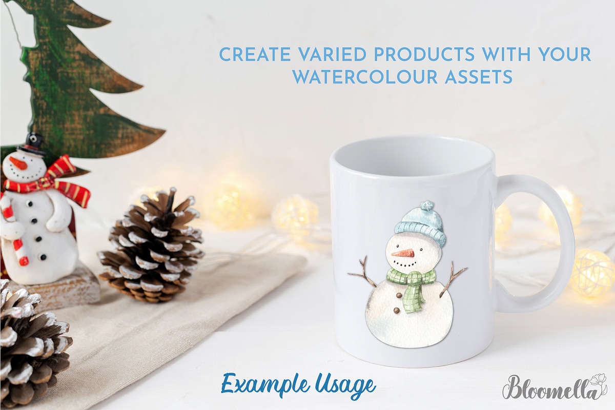 Watercolour Snowman Clipart Family, an Object Graphic by Bloomella (Photo 4 of 6)