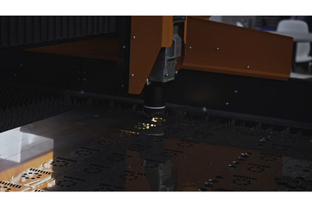 Industrial robotic machine cuts, an Industrial Photo by Media Whale Stock