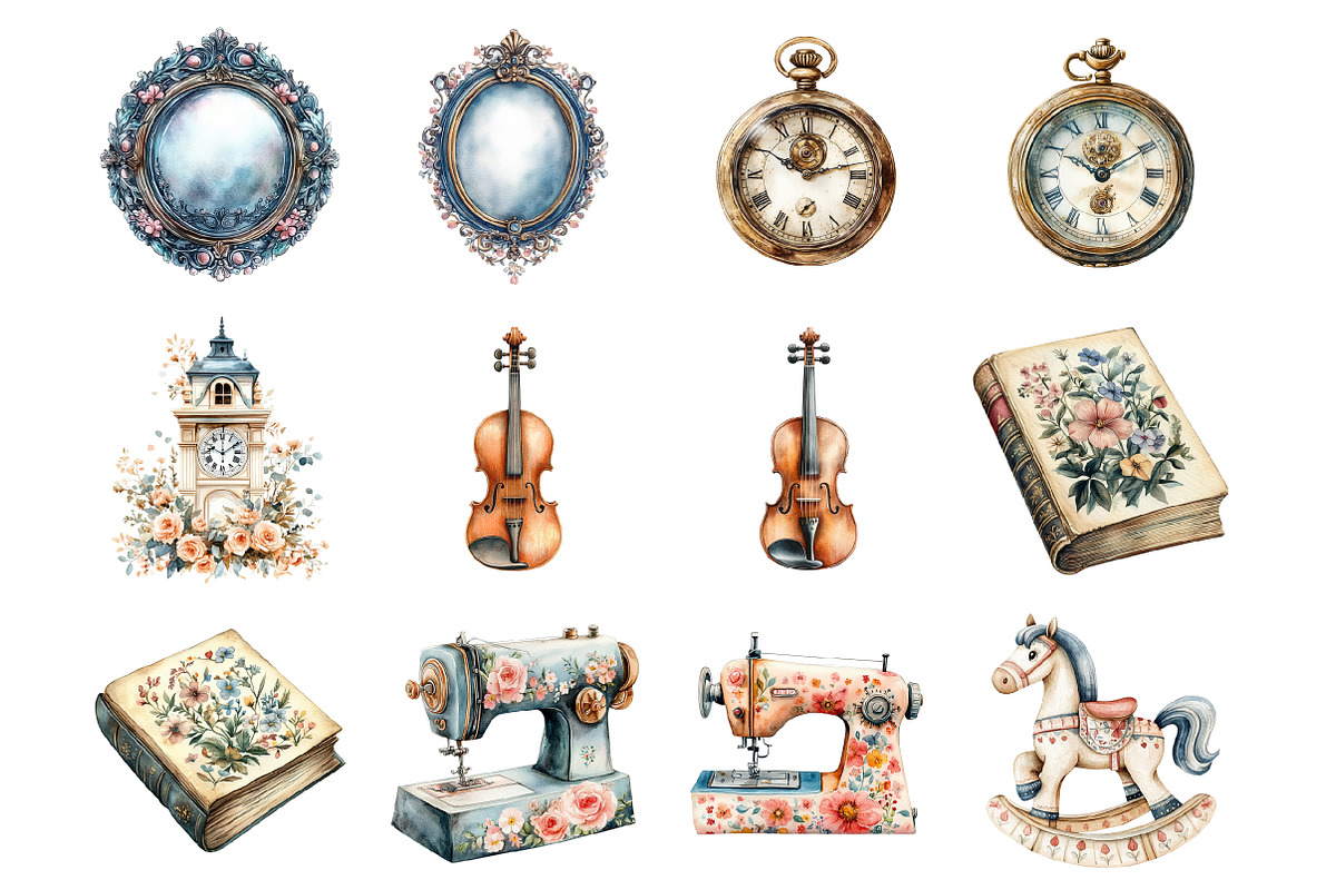 Watercolor Vintage Whimsy, an Illustration by Design Market