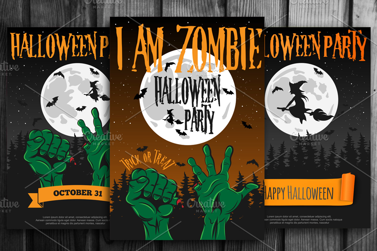 Halloween Party Poster, an Illustration by Vector Market