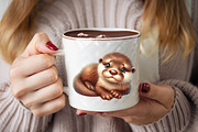 Watercolor Playful Otter Pups Subli, an Illustration by SVGArt (Thumbnail 8 of 8)