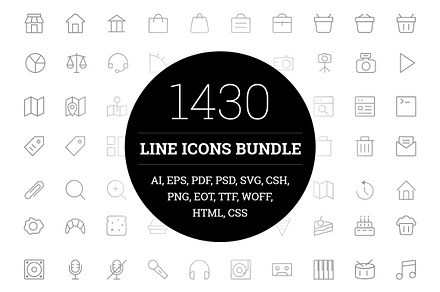 1430 Line Icons Bundle, an Outline Icon by Creative Stall