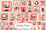 Christmas Postage Stamps Clipart, an Illustration by Markicha Art (Thumbnail 1 of 6)