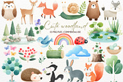 Spring Woodland Animals Clipart PNG, an Animal Illustration by SugarCloudStudioArt (Thumbnail 1 of 8)