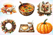 Watercolor Cosy Autumn Clipart PNG, a Seasonal Illustration by Canvas Craft (Thumbnail 2 of 3)