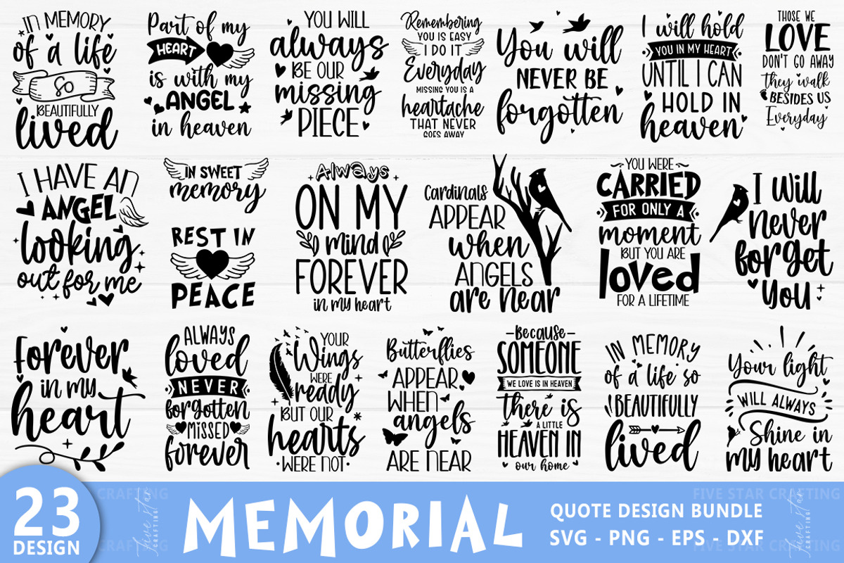 Memorial Quotes SVG Bundle, an Object Graphic by FiveStarCrafting (Photo 1 of 20)