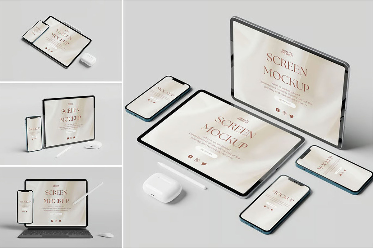 iPhone 12 & iPad Pro Mockup, an iPhone Mockup by zpackcreative (Photo 1 of 6)