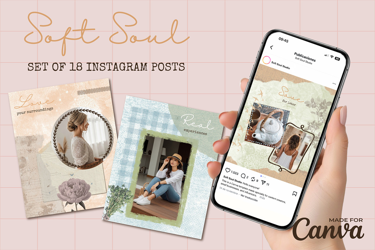 Soft Soul Templates - IG for Canva, a Social Media Template by LuOtero (Photo 2 of 5)