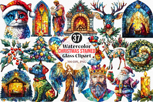Watercolor Christmas Stained Glass, an Illustration by Canvas Craft