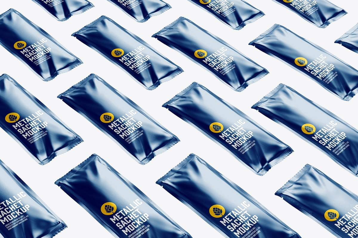 Metallic Sachet Mockup, an Advertising Mockup by OneVectorStock (Photo 3 of 4)