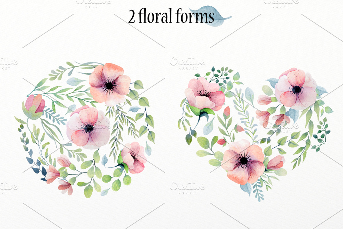 Watercolor floral design elements, an Illustration by rosypatterns (Photo 4 of 10)