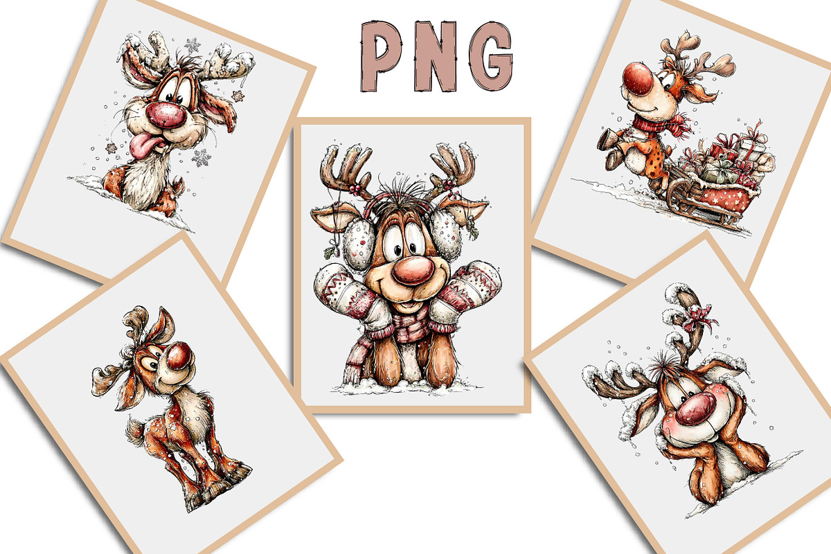 Winter Funny Reindeer Clipart, an Illustration by Libby Wishes (Photo 2 of 5)