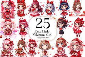 Cute Little Valentine Girl PNG, a Person Illustration by KennedyStudio