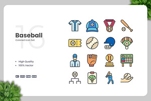 Baseball Colored Icons, an Icon by Upnowgraphic