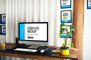 iMac Desk & Poster Frame Mockup, a Mockup by SimplDesign (Thumbnail 3 of 11)