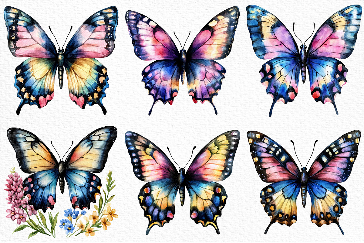 Watercolor butterflies clipart, an Illustration by Craft Nest (Photo 4 of 11)