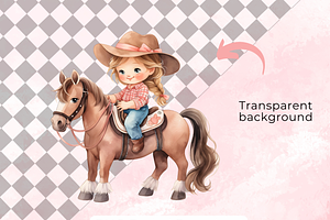 Watercolor Cowboy Girl Clipart Set