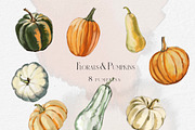Florals & Pumpkins Fall Clip Art, a Decorative Illustration by whiteheartdesign (Thumbnail 11 of 14)