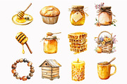 Watercolor Honey Garden Clipart, an Illustration by Design Market (Thumbnail 2 of 5)