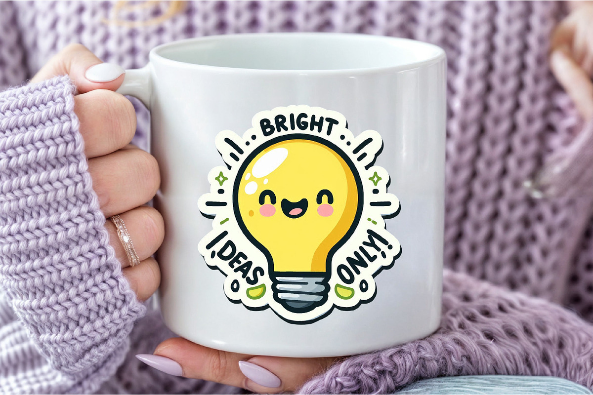 Funny,Bright Deas Only  Sticker PNG, an Illustration by DreamCafeArt (Photo 6 of 7)